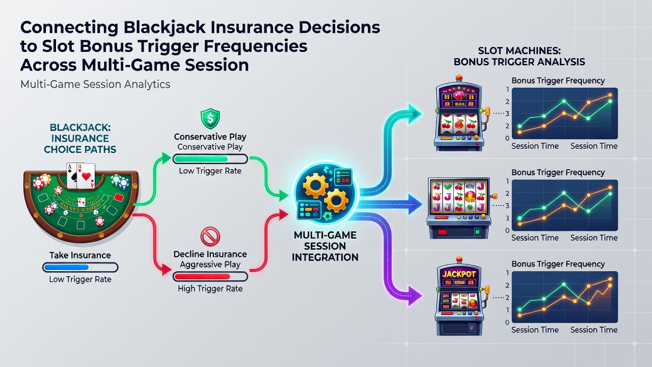 Chart displaying session length correlations between insurance choices and observed slot bonus triggers